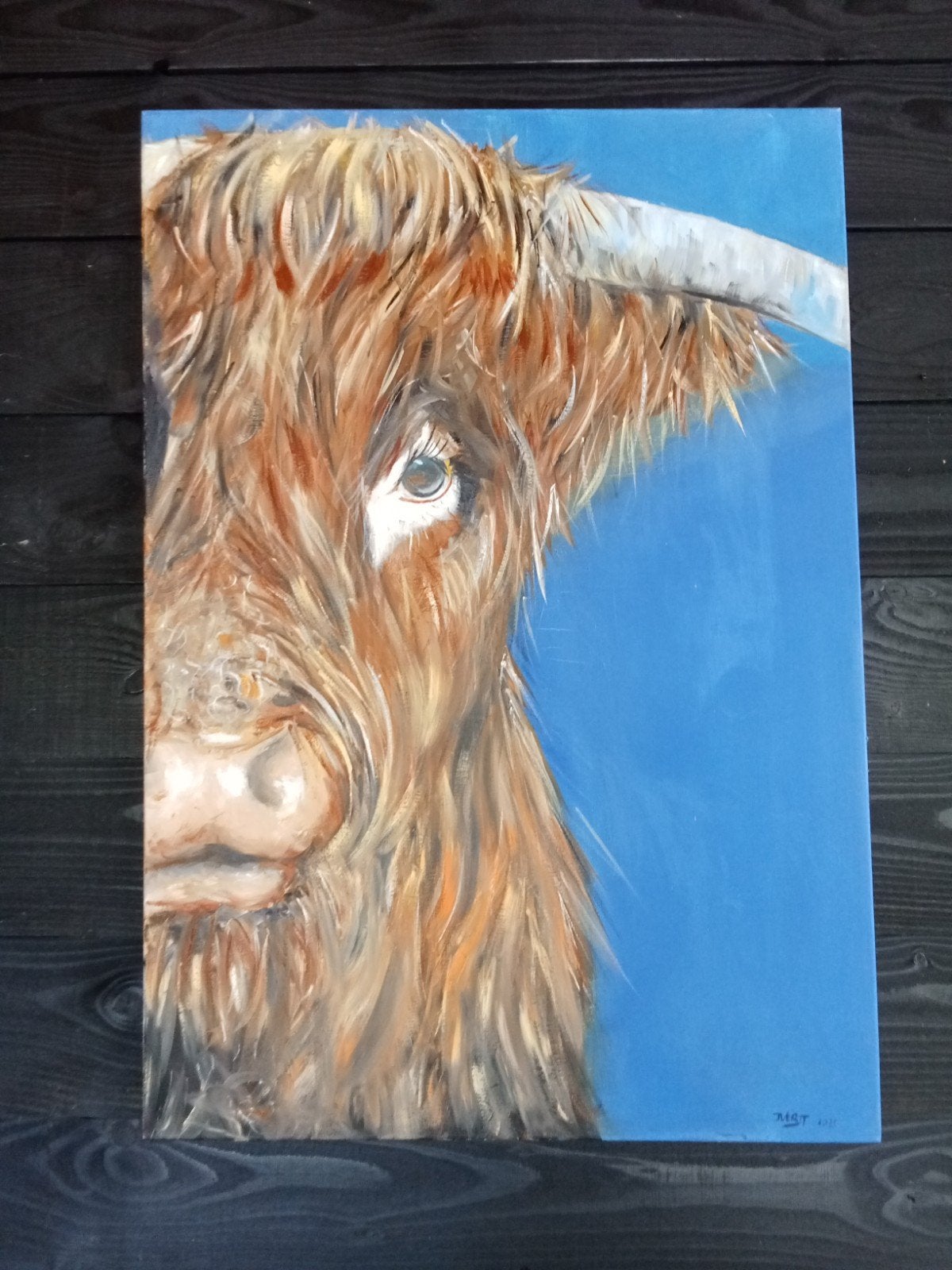 Schilderij Hooglander - Olieverf op doek (70x100 cm), Antiek en Kunst, Kunst | Schilderijen | Klassiek, Ophalen of Verzenden
