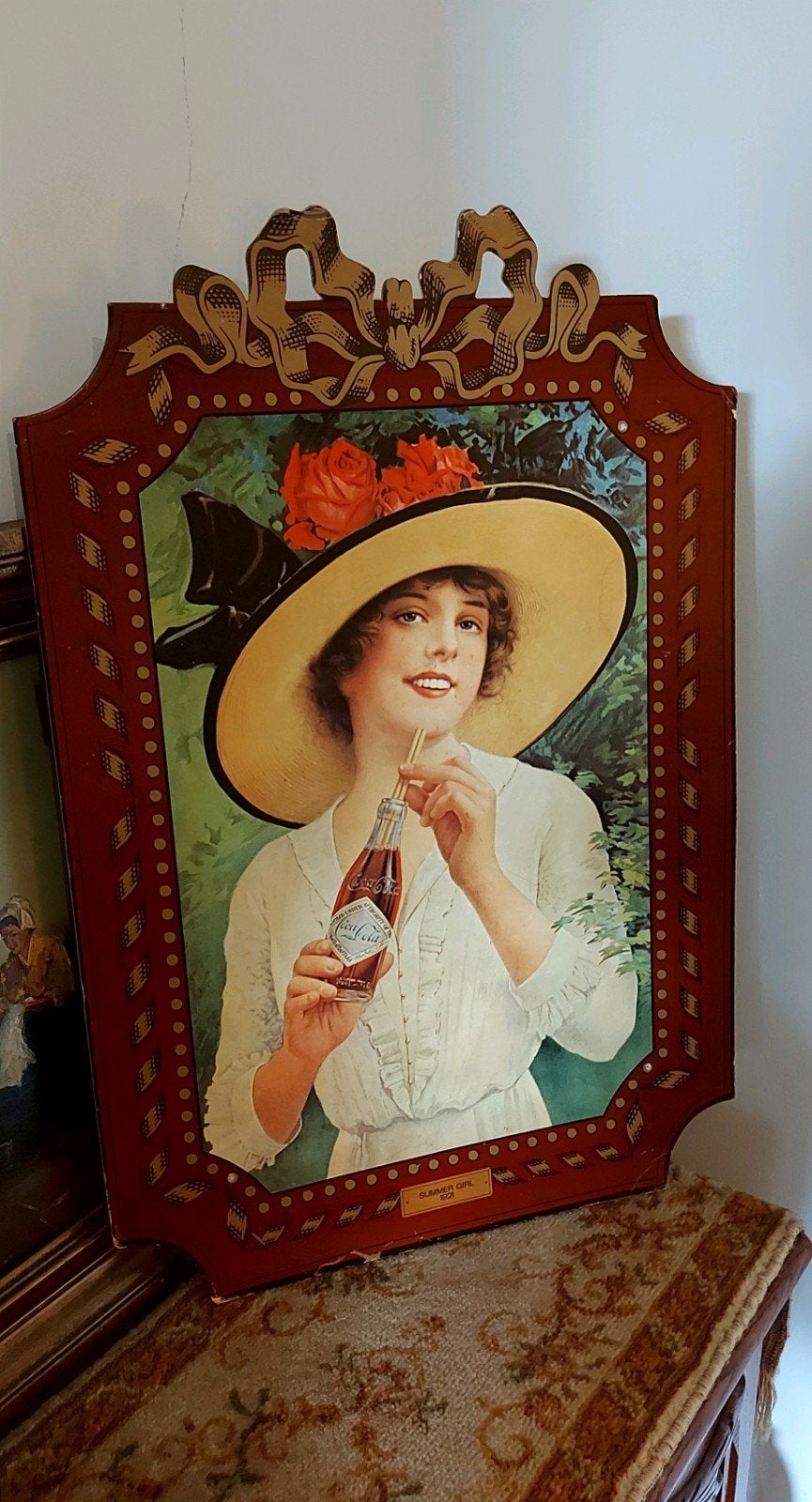 Prachtige! grote oude Coca-Cola reclame uit oud café, Ophalen of Verzenden, Gebruikt, Reclamebord