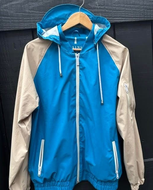 ***Rains*** dames regenjas – maat XS/S – blauw/beige, Ophalen of Verzenden, Zo goed als nieuw, Regenjas, Heren