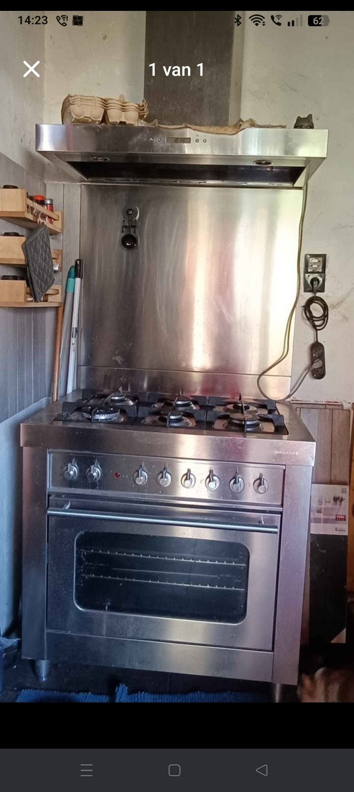 Solitair 90 cm gasfornuis 6-pits met oven, grill en heteluch, Witgoed en Apparatuur, Fornuizen, Ophalen, Gebruikt, 60 cm of meer