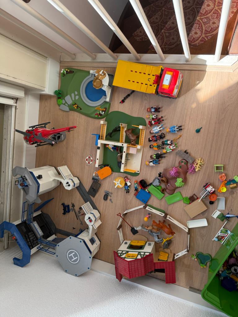 Playmobil: manage, politiebureau, helikopter, brandweerauto, Ophalen, Gebruikt