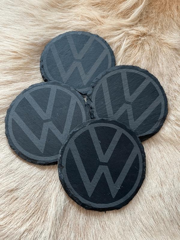 Volkswagen leisteen set onderzetters auto tuning racing vag, Ophalen of Verzenden, Nieuw, Glas of Kopje