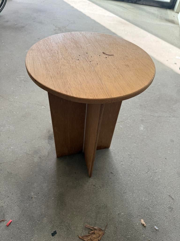 Houten tafeltje rond koffie tafel salon tafel, Minder dan 55 cm, Rond, Zo goed als nieuw, Hout