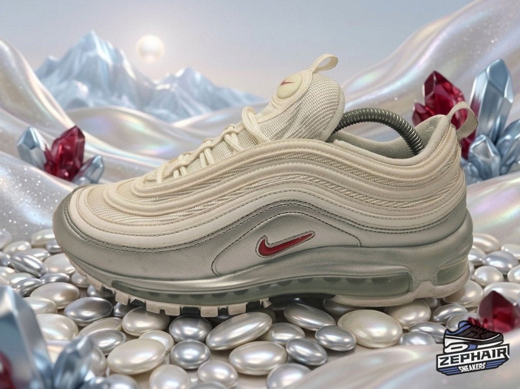 Nike Air Max 97 'White/Metallic Silver' EU42 2018, Kleding | Heren, Schoenen, Gedragen, Sneakers of Gympen, Wit, Verzenden