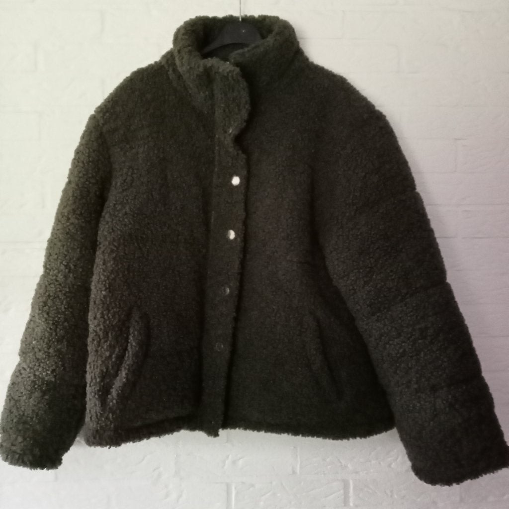 Legergroene teddy jas met rits maat L ( valt als maat 42), Ophalen of Verzenden, Nieuw, Maat 42/44 (L), Groen
