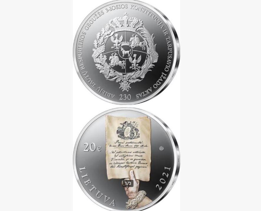 Litouwen 20 Euro 2021 zilver munte, Verzenden, Zilver, Overige landen, Overige waardes