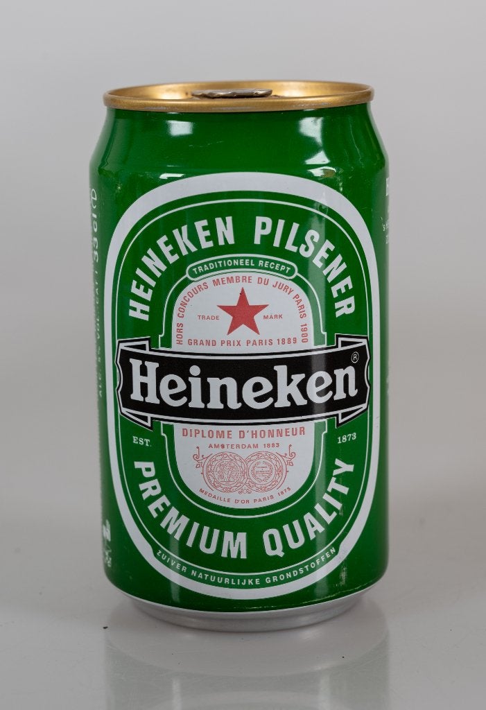 Heineken personeels blikje Gelukkig 1993 (vol), Verzamelen, Biermerken, Ophalen of Verzenden, Gebruikt, Flesje(s), Heineken