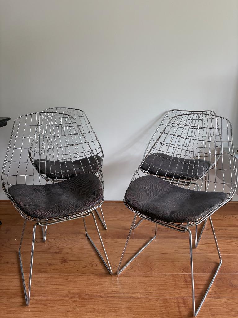 4 Pastoe SM05 Wire Dining Chairs, Huis en Inrichting, Stoelen, Ophalen, Gebruikt, Overige kleuren, Jaren ‘50