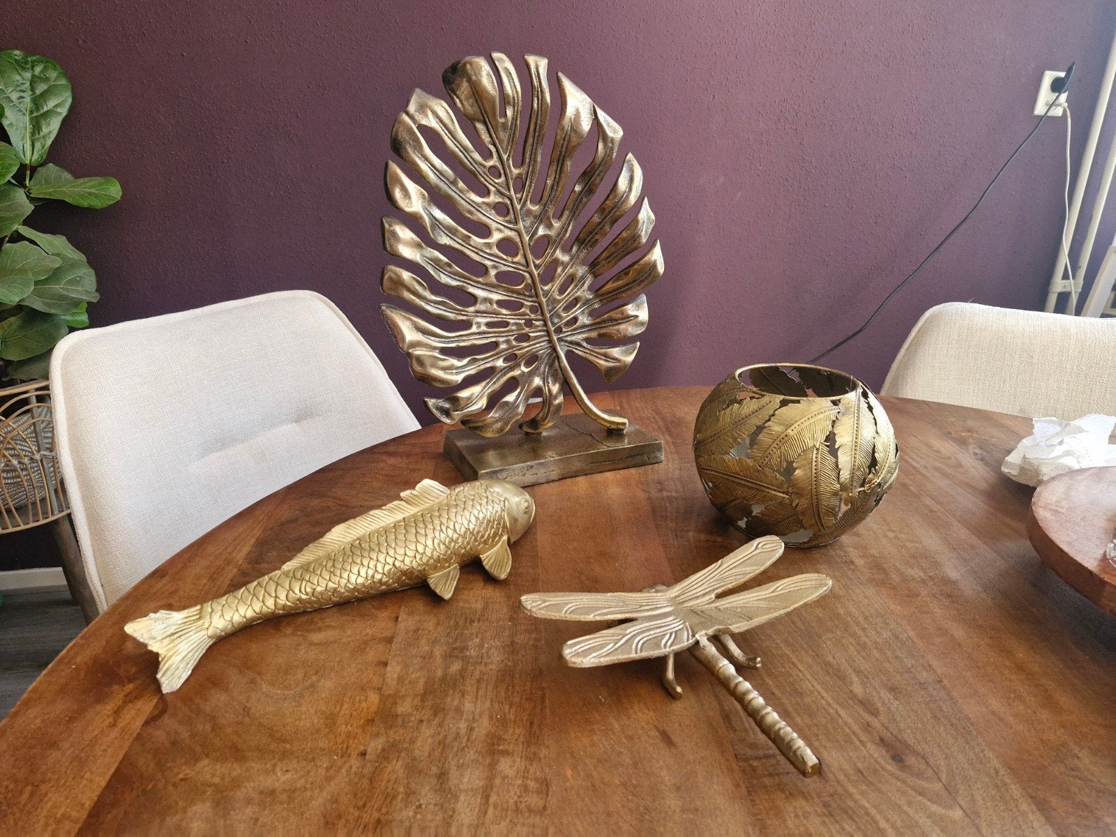 Gouden decoratie set, alles afkomstig uit woonwinkel., Gebruikt, Ophalen of Verzenden, Goud, Metaal