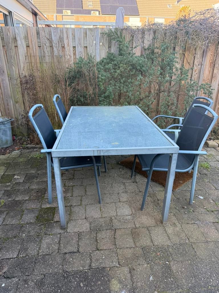 Tuintafel en stoelen, Tuin en Terras, Tuinsets en Loungesets, Ophalen of Verzenden, Gebruikt, 4 zitplaatsen, Tuinset