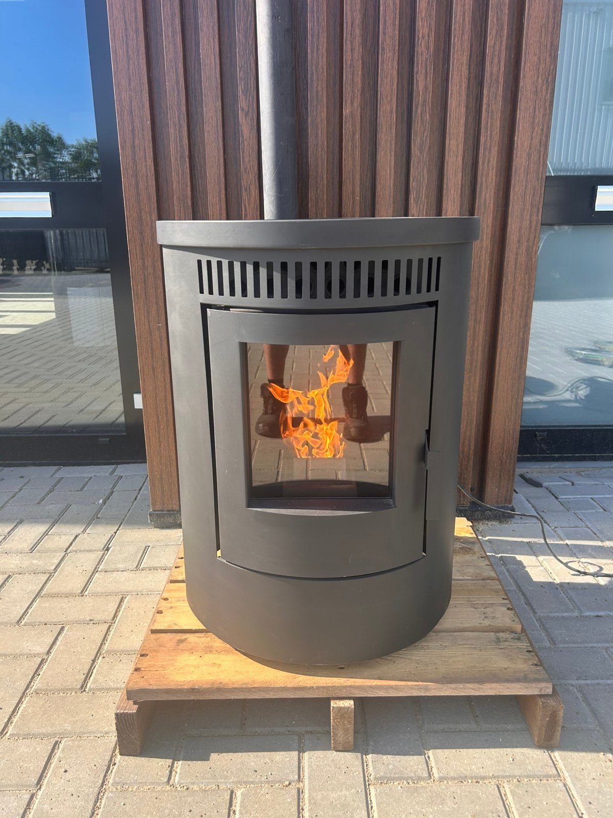 Duroflame Rinus ex demo pelletkachel, Ophalen, Gebruikt, Pelletkachel, Vrijstaand