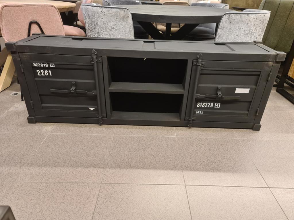 Nieuw industrieel tv meubel Isabel 180x60x40cm zeecontainer, Ophalen, Zwart, ., Nieuw