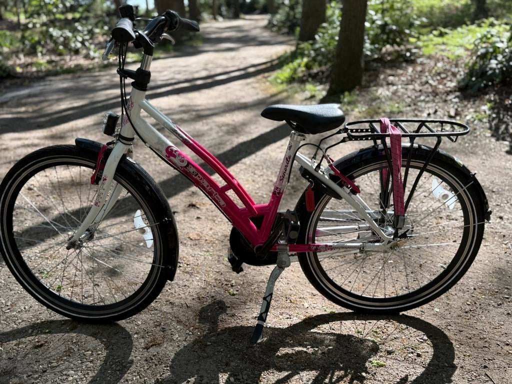 Sparta Senorita 24 inch wit-roze meisjesfiets, Fietsen en Brommers, Fietsen | Meisjes, Ophalen, Gebruikt, Terugtraprem, 24 inch