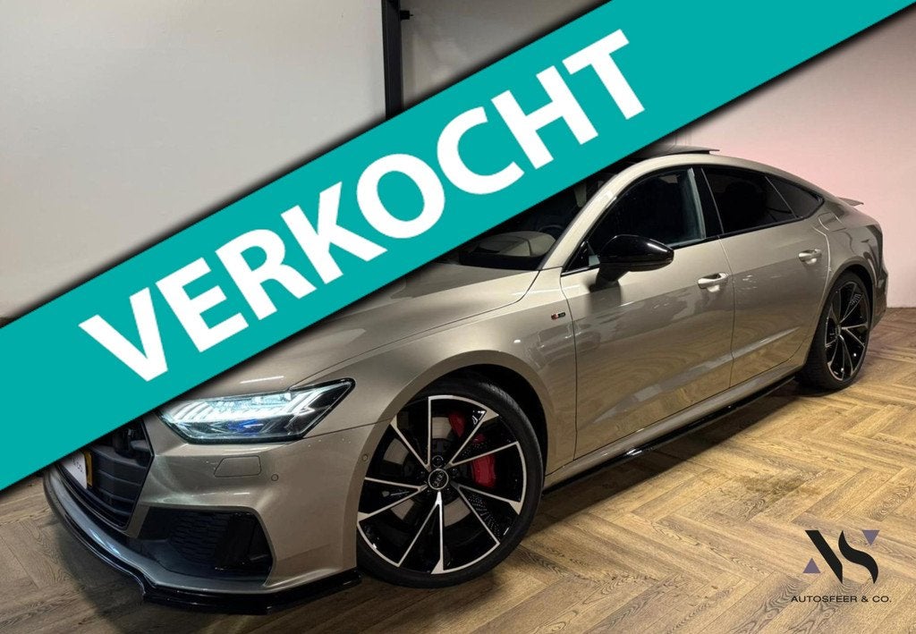 Audi A7 Sportback 55 TFSI e quattro PANO KEYLESS 3X S-LINE, Auto's, Audi, Gebruikt, Zwart, 4 cilinders, Bedrijf