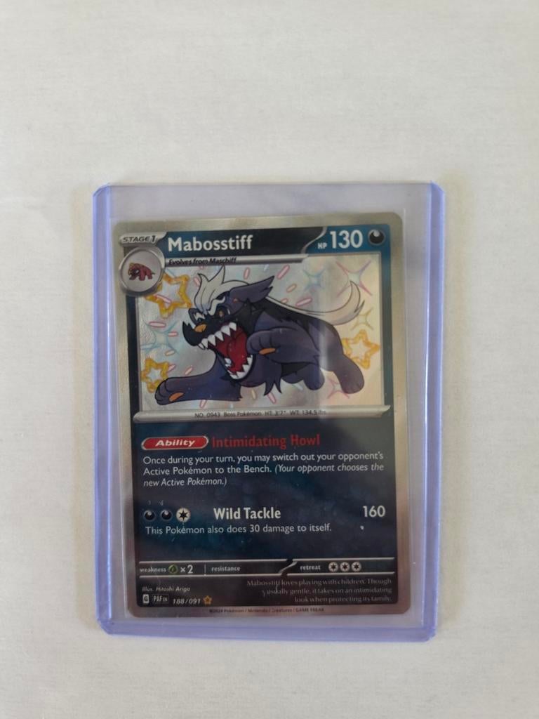 Mabosstiff Pokémon Kaart - Foil (188/091), Ophalen of Verzenden, Zo goed als nieuw, Losse kaart, Foil