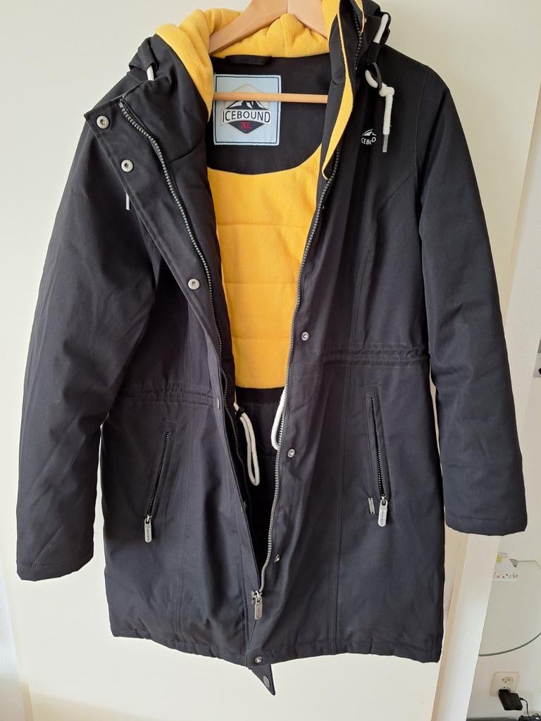 Icebound winterjas zwart/geel maat XL, Kleding | Dames, Jassen | Winter, Zwart, Maat 42/44 (L), Ophalen of Verzenden, Zo goed als nieuw
