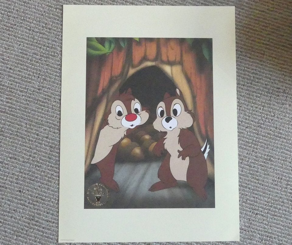 Walt Disney litho print Knabbel en Babbel 1995, Verzamelen, Disney, Ophalen of Verzenden, Overige figuren, Gebruikt, Plaatje of Poster