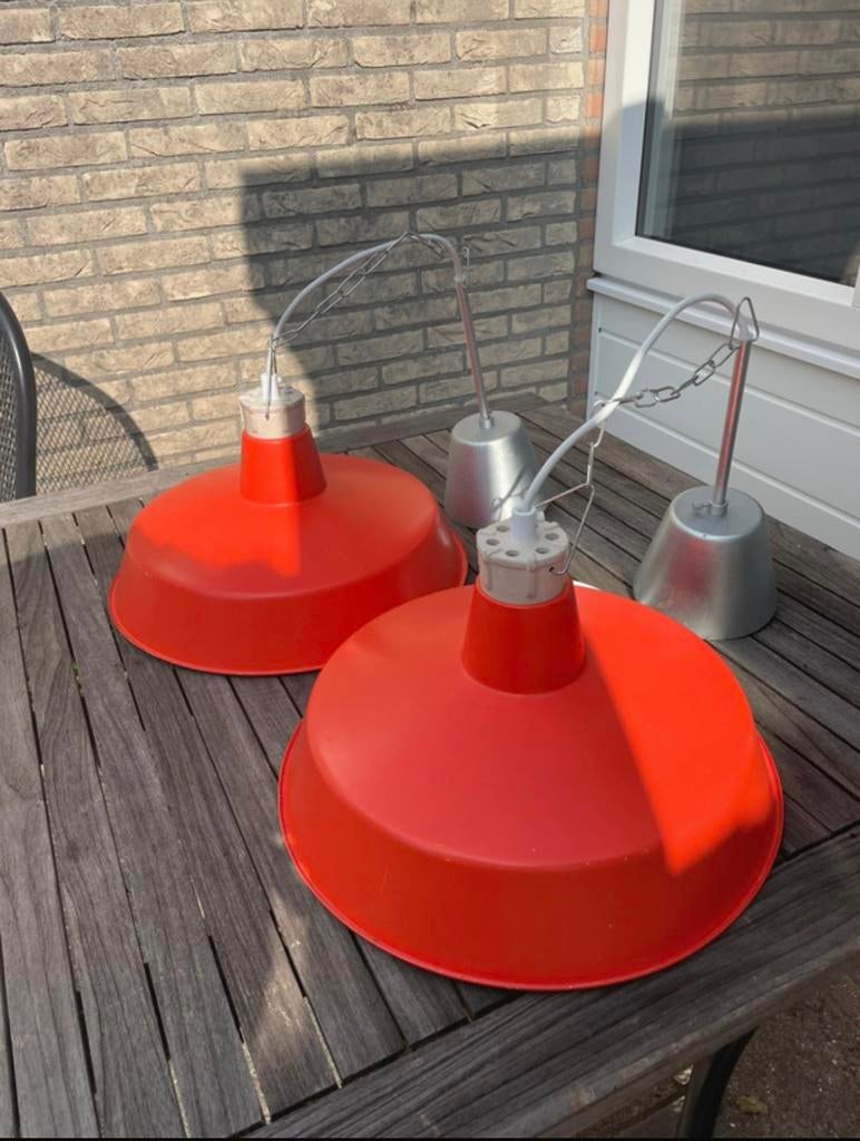 Retro IKEA Septim Hanglampen - Oranje (Set van 2), Ophalen of Verzenden, Gebruikt, Metaal, Minder dan 50 cm