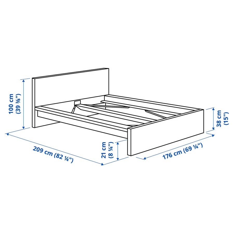 IKEA MALM bed met LEIRSUND lattenbodem, Huis en Inrichting, Slaapkamer | Bedden, Ophalen, Wit, Tweepersoons, 200 cm
