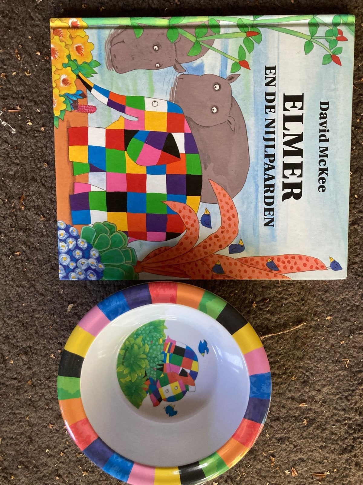 Elmer en de Nijlpaarden boek met bordje, Ophalen of Verzenden