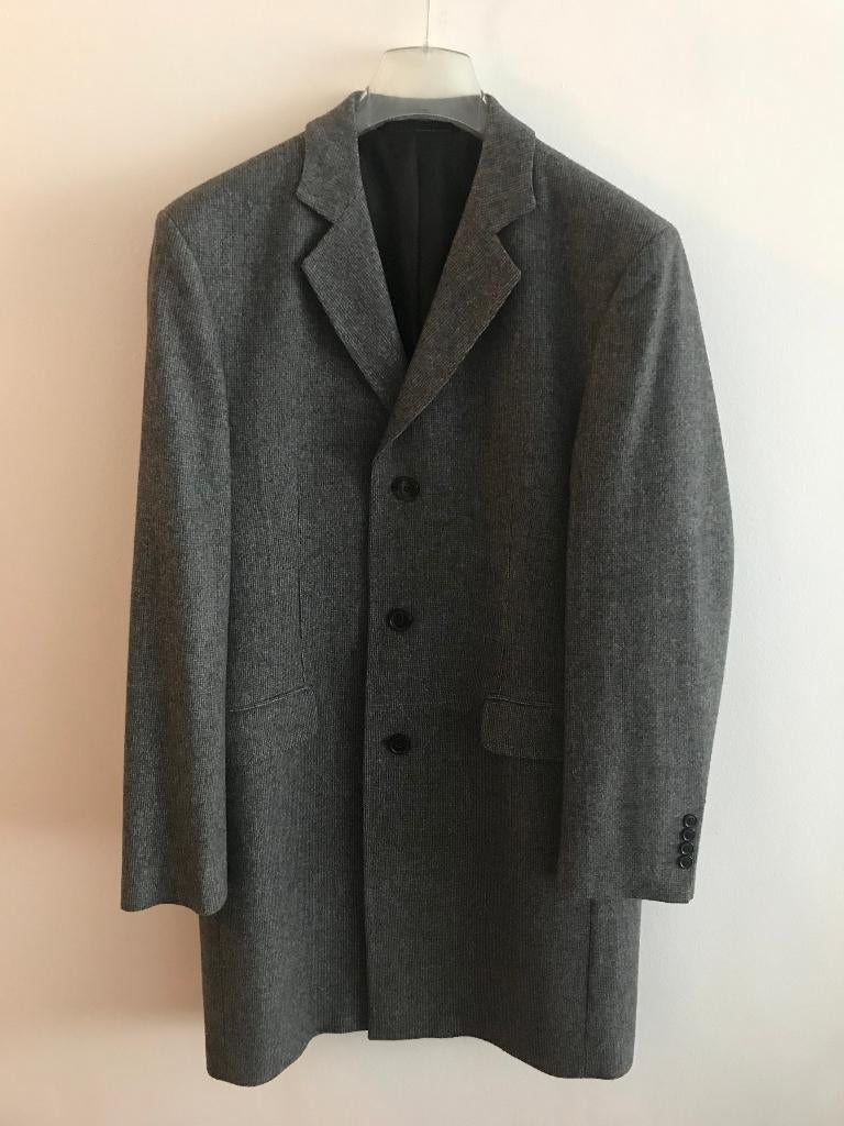Grijze wollen heren jas te koop, Kleding | Heren, Jassen | Winter, Zo goed als nieuw, Maat 48/50 (M), Grijs, Ophalen of Verzenden