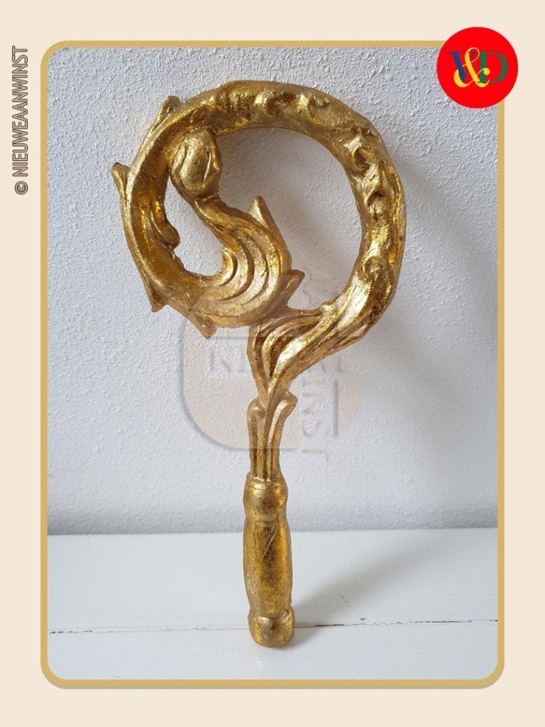 Nostalgische V&D etalage Sinterklaas staf - goud - 30cm, Diversen, Verzenden, Nieuw