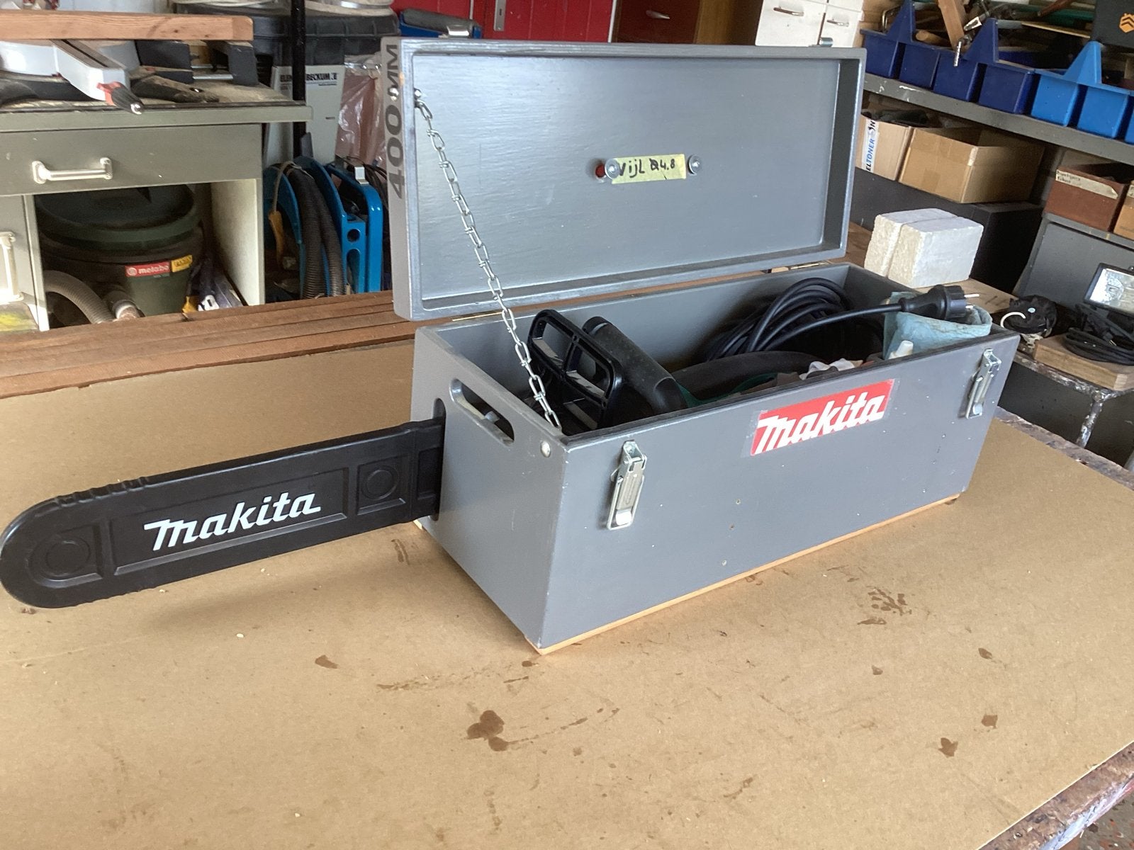Makita elektrische kettingzaag UC4030A in koffer, Ophalen, Gebruikt, 70 mm of meer, Kettingzaag