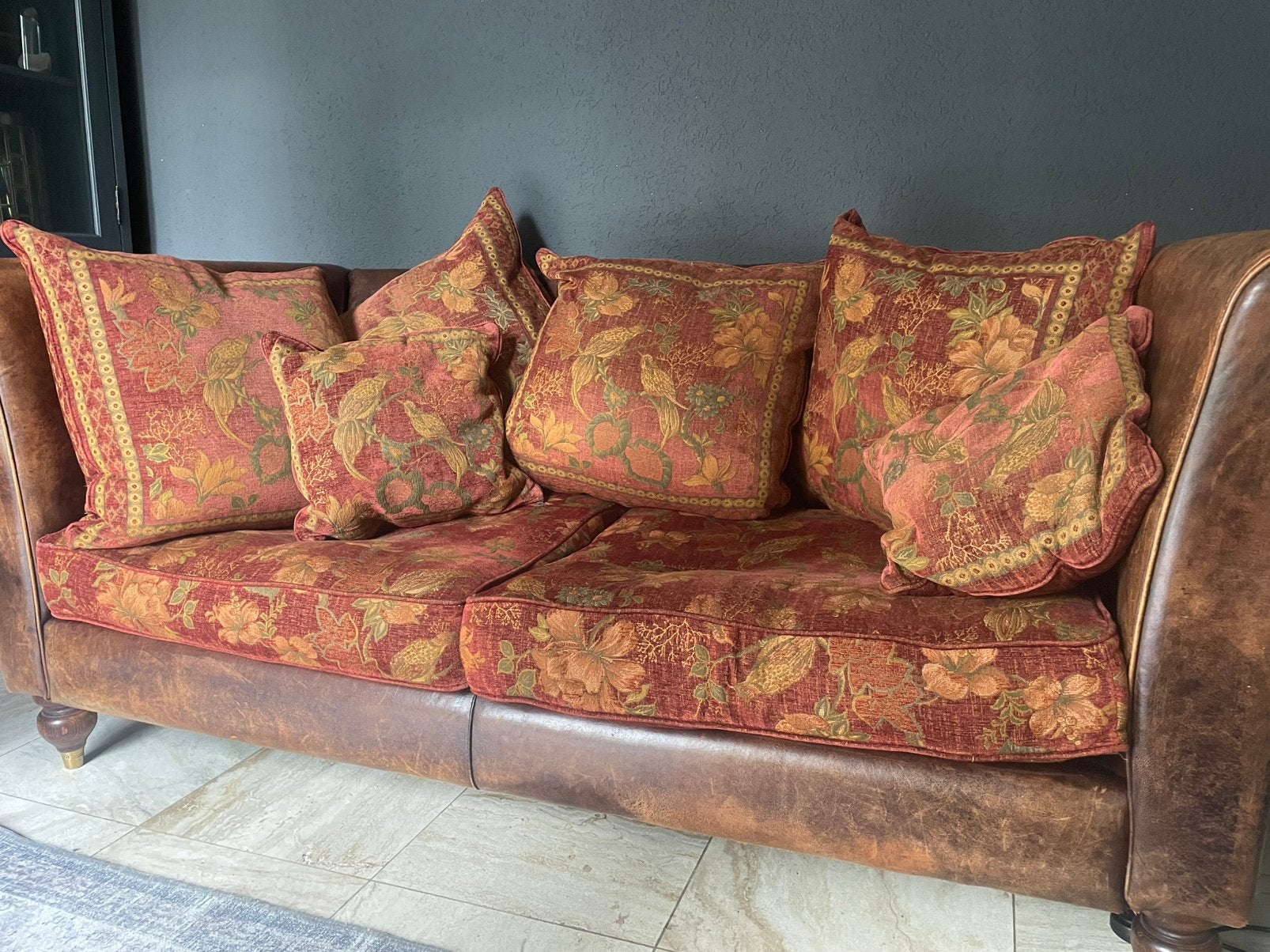 Tweezits bank met kussens, Ophalen, Gebruikt, 150 tot 200 cm, 75 tot 100 cm