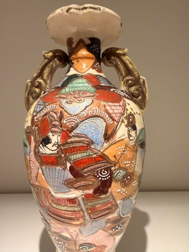 Antieke Satsuma Vaas met Samurai Scène - Zeer Goede Staat, Ophalen of Verzenden