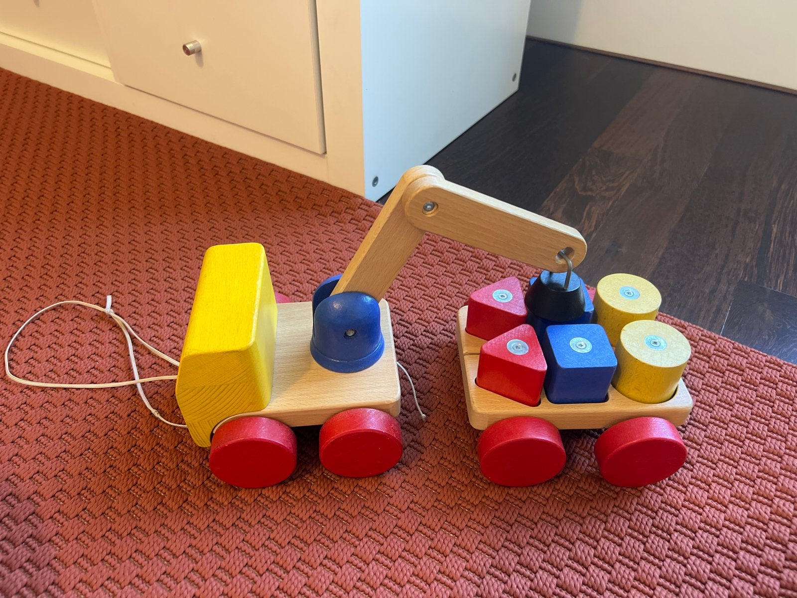 Houten kraanwagen met blokken - Duw- of Trekspeelgoed, Ophalen, Gebruikt, Duw- of Trekspeelgoed