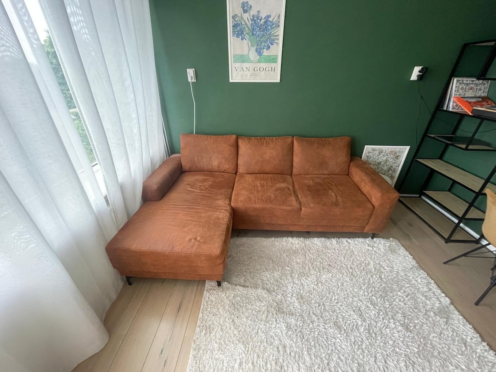 Cognac bank van Woonenzo, 2,5 jaar gebruikt., Ophalen, Gebruikt