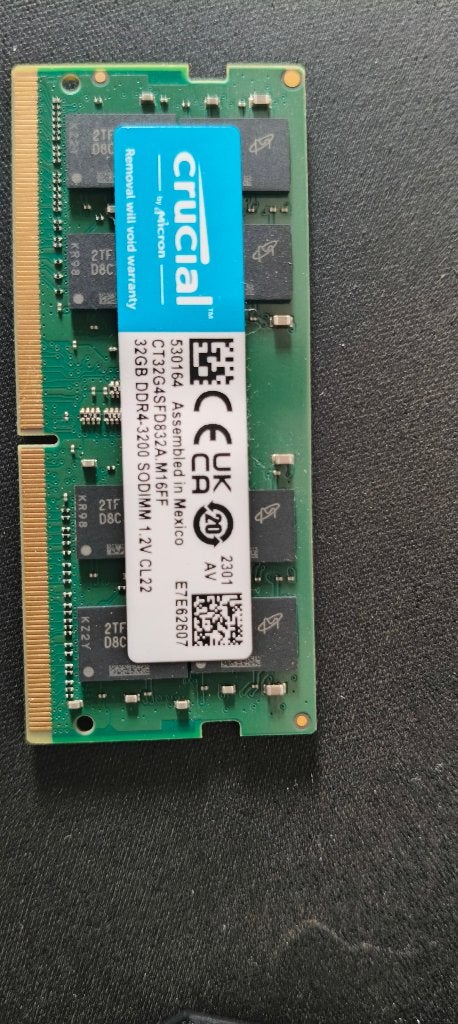 Crucial 32GB DDR4-3200 SODIMM aangeboden, Computers en Software, Gebruikt, 32 GB, DDR4, Ophalen of Verzenden