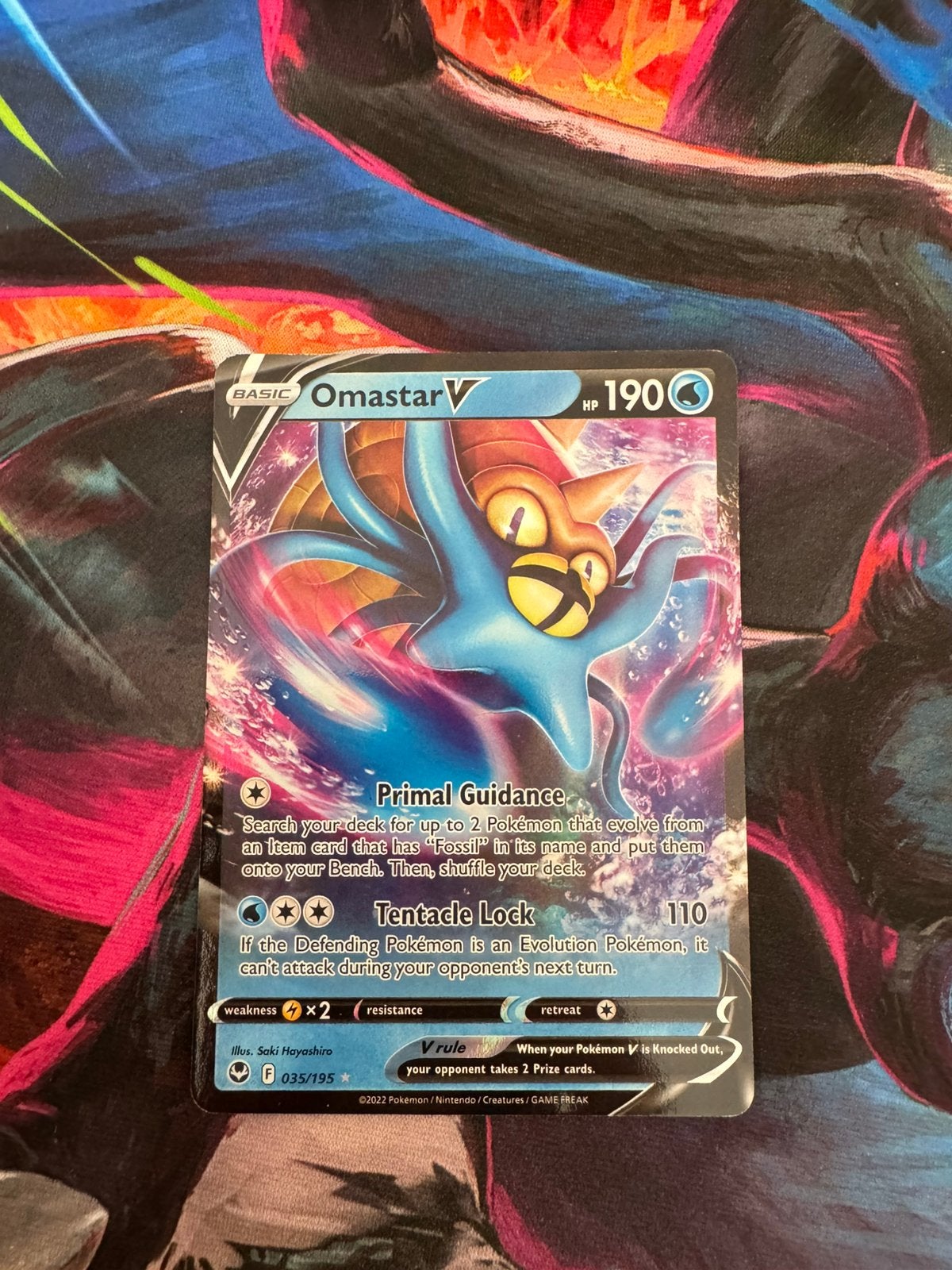 Pokémon kaarten Omastar V #35, Ophalen of Verzenden, Zo goed als nieuw, Losse kaart