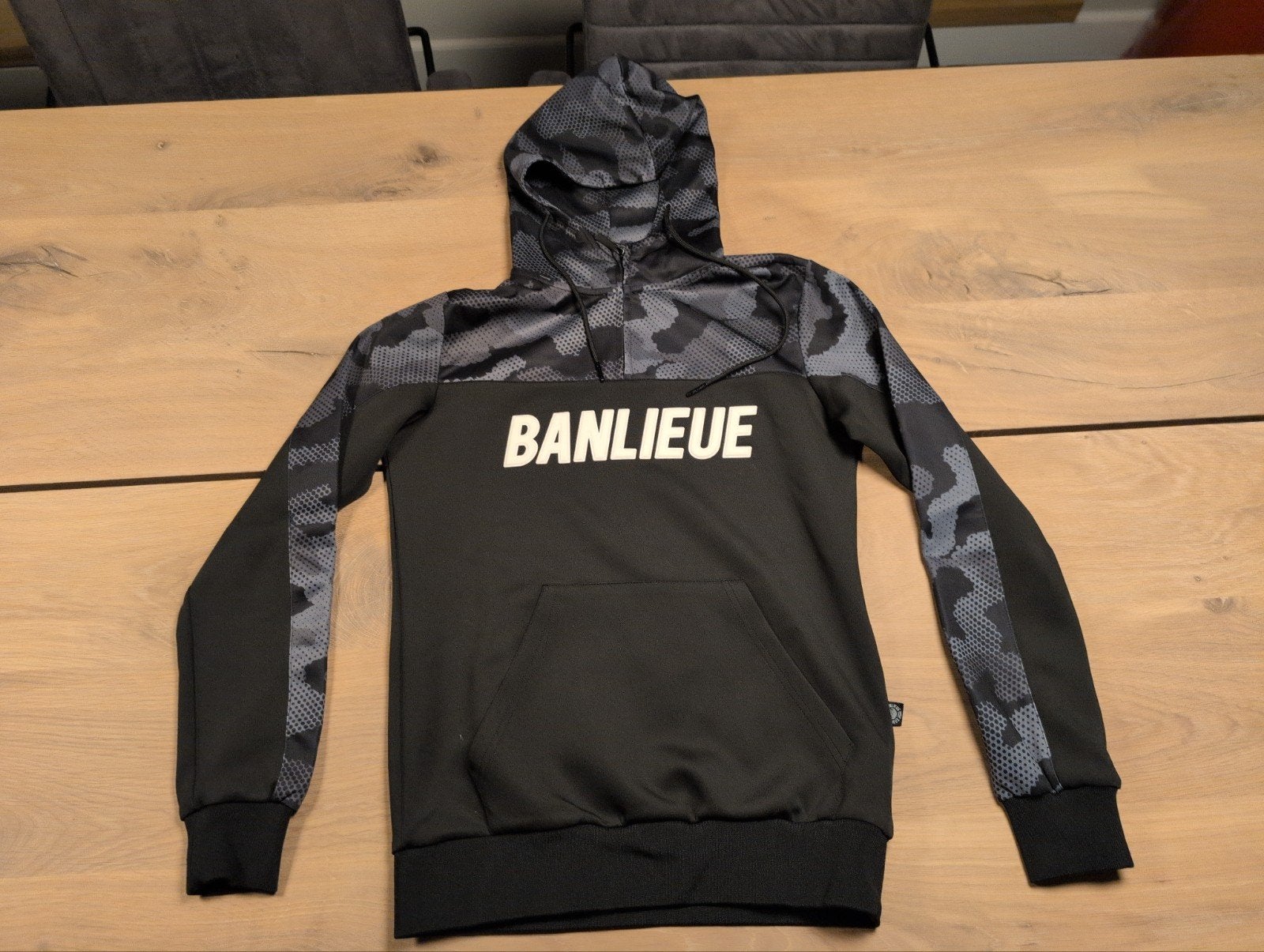 Banlieue hoodie zwart met camouflage print (Extra Small), Ophalen, Zwart, BANLIEUE, Gedragen