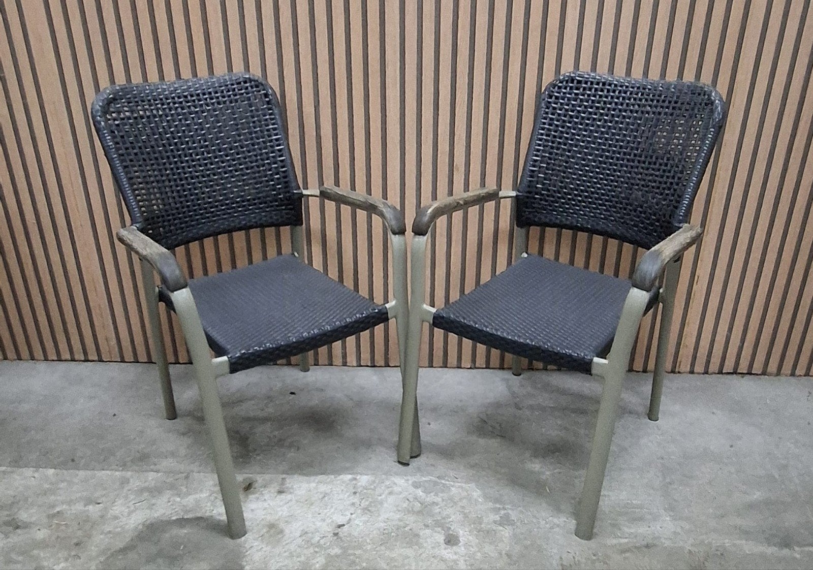 53 x wicker terrasstoelen cafe terras bistro stoelen horeca, Ophalen of Verzenden, Wicker, Stapelbaar