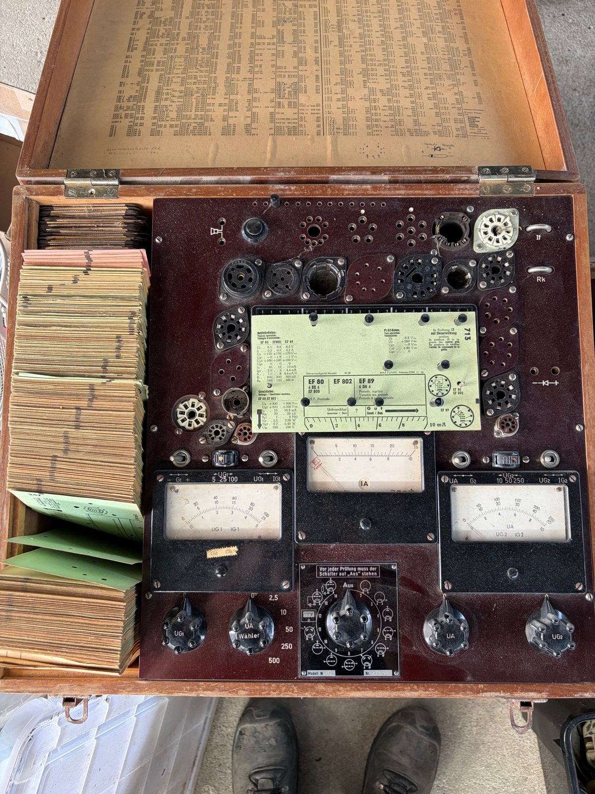 Vintage buizen tester in houten kist - Max Funke Model W 20, Antiek en Kunst, Ophalen