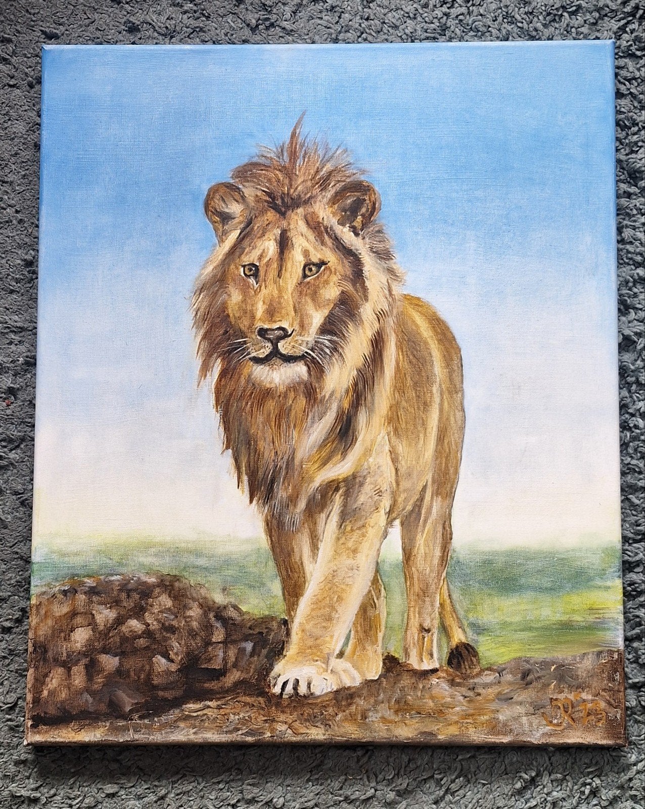 Prachtig handgeschilderd leeuw schilderij  50 x60 cm, Huis en Inrichting, 50 – 75, Nieuw, Ophalen of Verzenden, Schilderij
