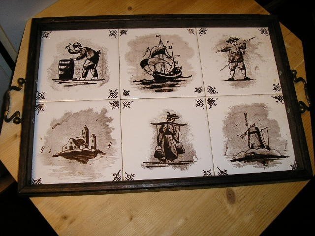 Oud tegeltjes dienblad, Ophalen of Verzenden