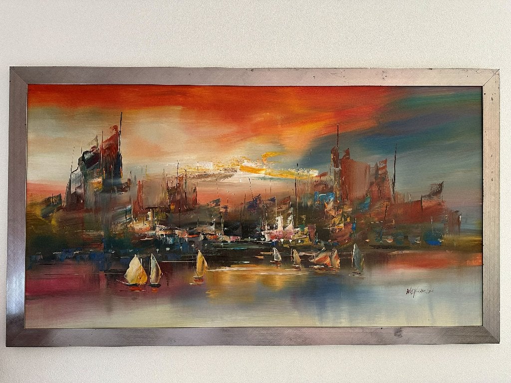 Schilderij: zeilboten van Wilkinson, Ophalen, 125 cm of meer, Zo goed als nieuw, Schilderij