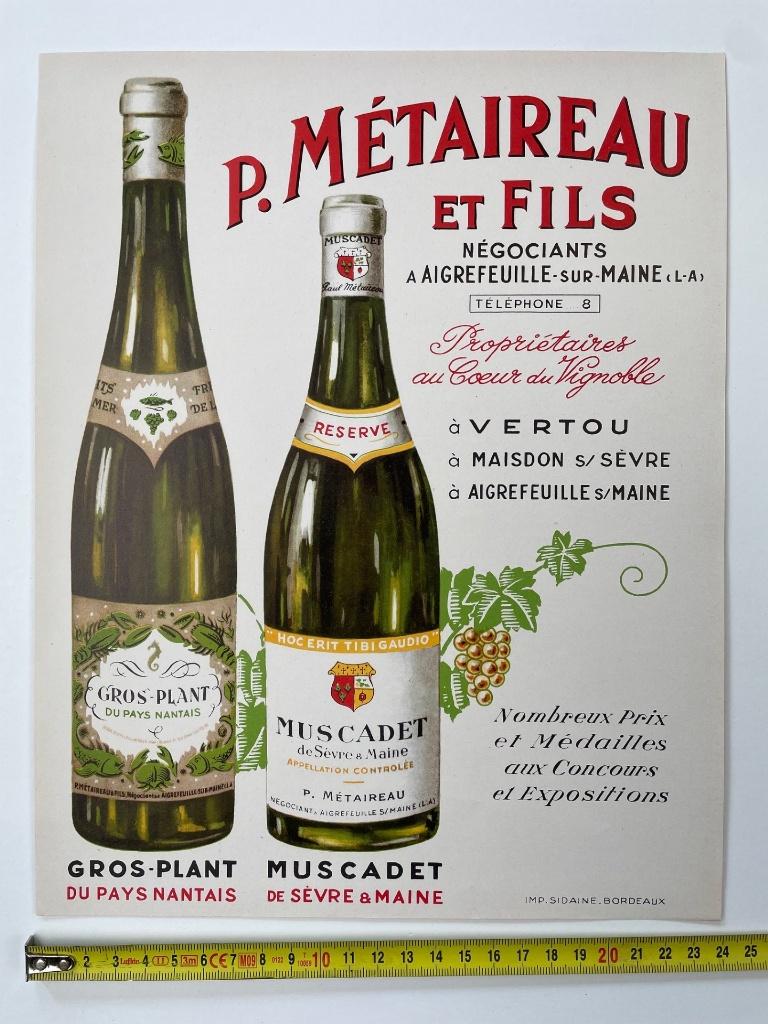 oude poster (affichette) voor Franse wijnen, Verzamelen, Posters, Ophalen of Verzenden, Gebruikt, A1 t/m A3, Film en Tv