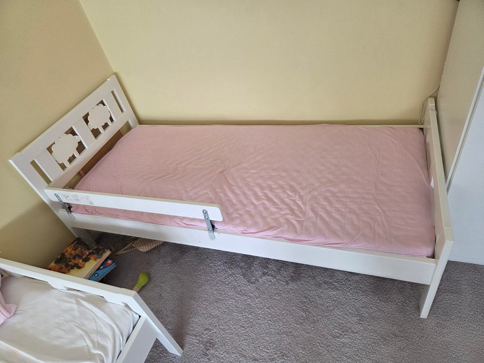 2x Ikea kritter kinderbed met lattenbodem en matras, Ophalen, 90 cm, Eenpersoons, Wit