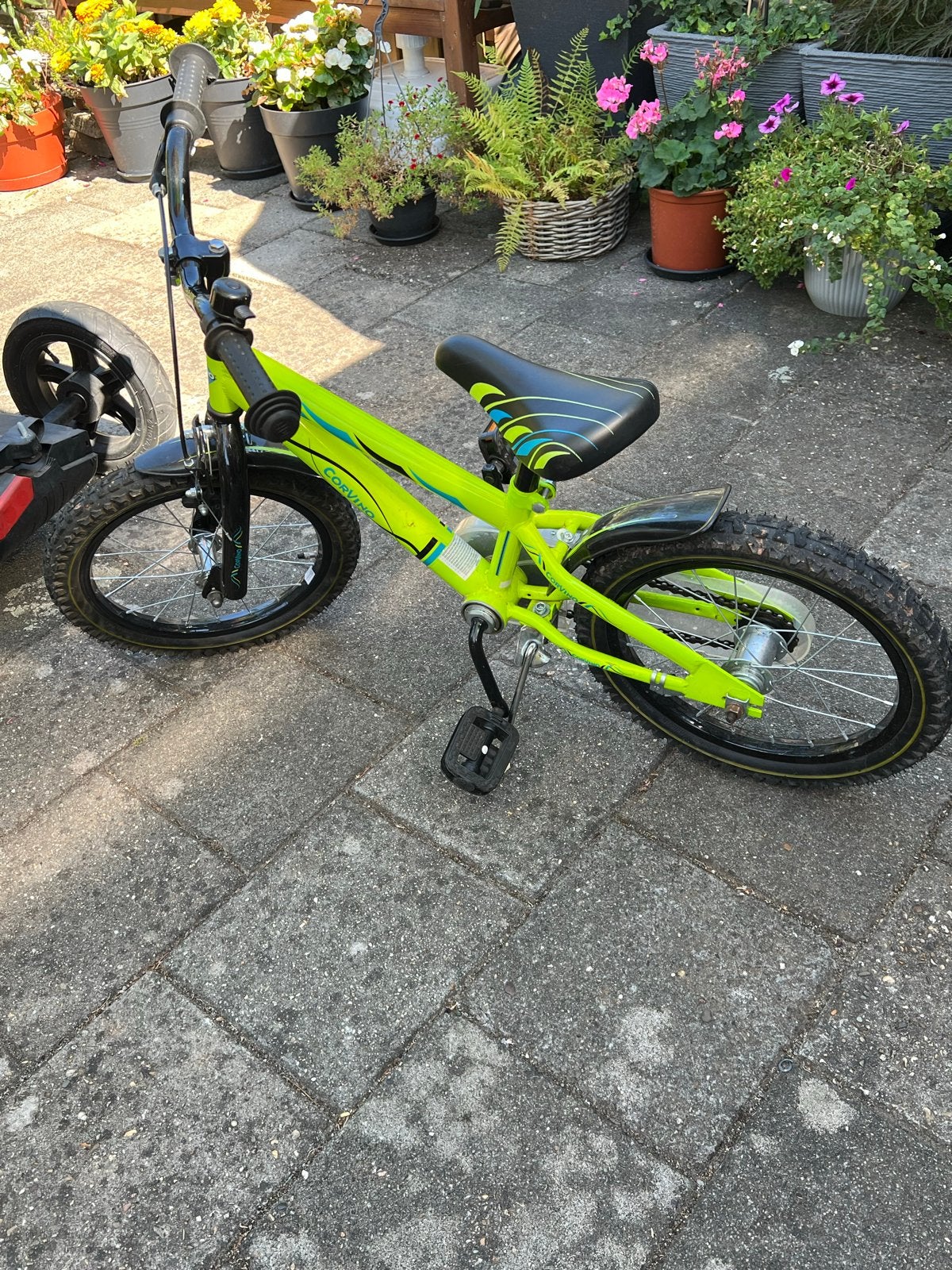 Skelter met verstelbaar stoeltje en kinderfiets, Ophalen, Gebruikt, 16 tot 20 inch