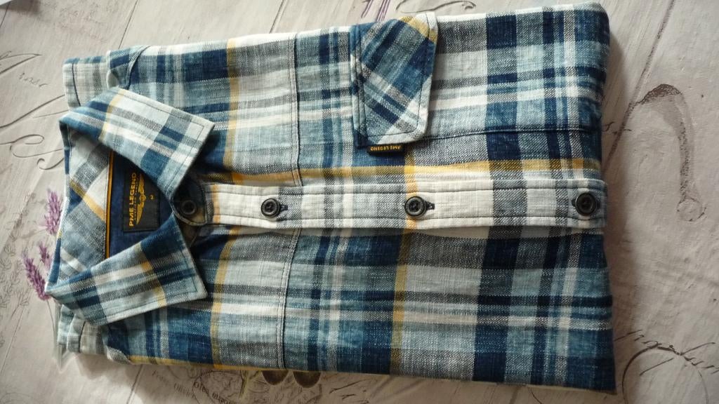 Blouse PME Legend - M ruitje blauw, Blauw, Nieuw, PME Legend, Halswijdte 39/40 (M)
