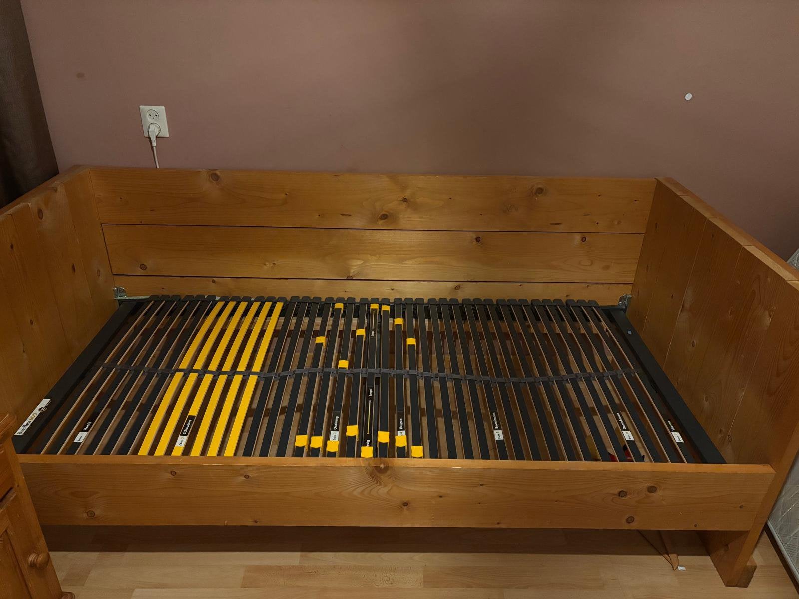 Steiger houten bed 190x90, Ophalen, 90 cm, Eenpersoons, Bruin