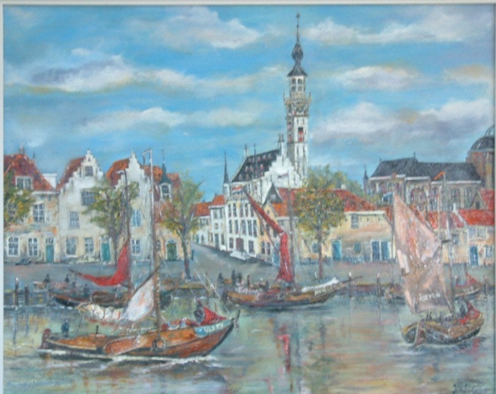 oude visserij op de zeil  hengst -botter -hoogaars logger, Ophalen, Maritiem / water, Doek, Gesigneerd