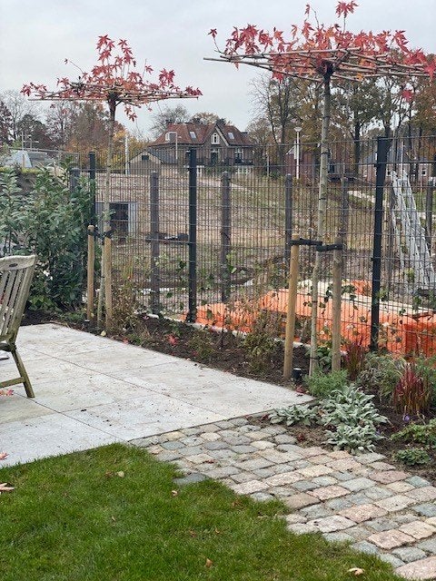 10m 120cm zware kwaliteit dubbelstaafmat Grijs + Poort, Ophalen, Met poort, Nieuw, Dubbelstaafmat hekwerk