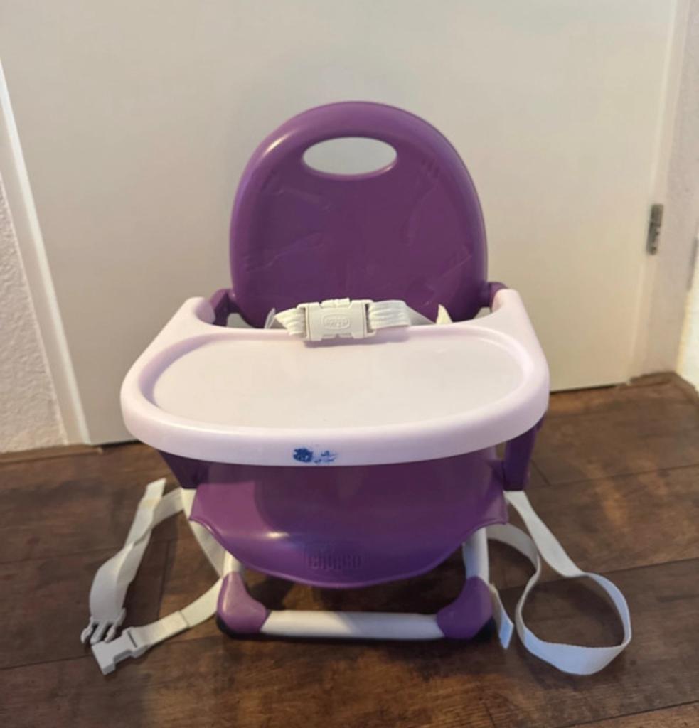 Chicco pocket snack draagbare kinderstoel met tray paars, Kinderen en Baby's, Kinderstoelen, Ophalen of Verzenden, Zo goed als nieuw