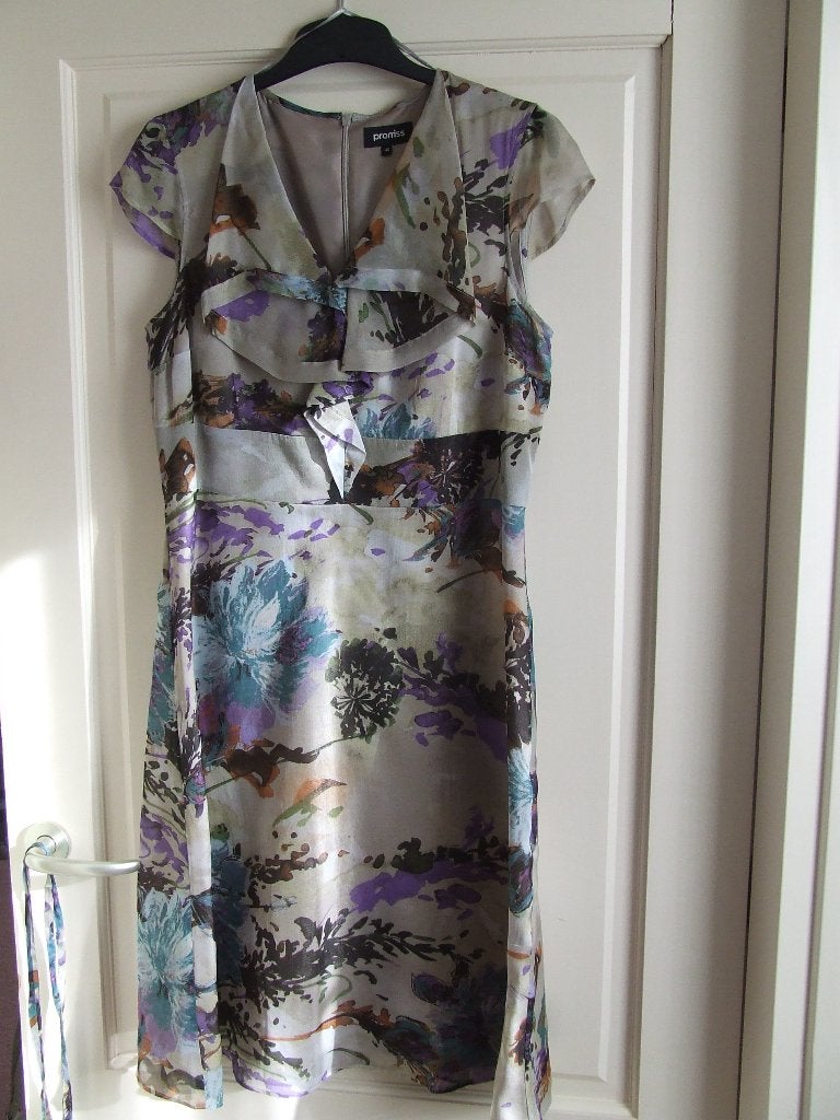 Promiss nieuwe zijden jurk met bijpass bolero vestje mt40, Maat 38/40 (M), Promiss, Meerkleurig, Nieuw