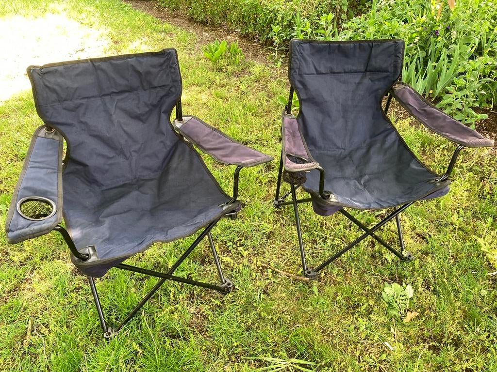 2x Opvouwbare Campingstoelen - Donkerblauw, Ophalen, Gebruikt, Campingstoel