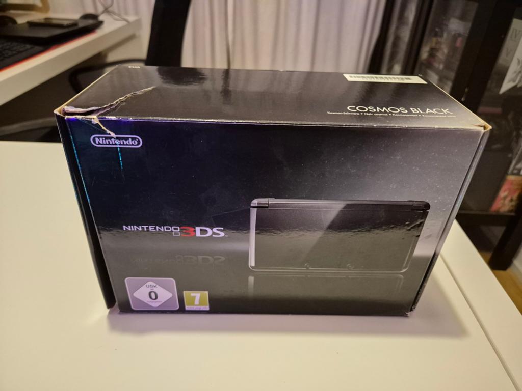 Nintendo 3DS Cosmos Black met 3 games en doos, Ophalen, Zwart, 3DS, Gebruikt